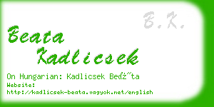 beata kadlicsek business card